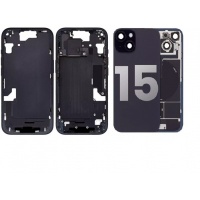 Apple iPhone 15 Pulled Mid-Frame Housing + Back Cover with Some Small Parts No Battery (Black)
