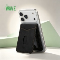 Wave Card Wallet Leather MagSafe Luxe - zwart
