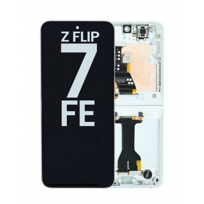 Foto van Samsung Galaxy Z Flip7 FE (SM-F761B) Service Pack LCD Scherm Met Frame (Wit)