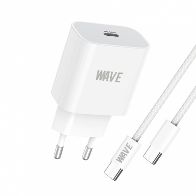 Foto von Quick Travel Charger 25W USB-C Port + 1M USB-C to USB-C Cable | Wave WA-317W-20 (White)