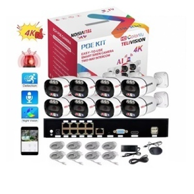 Foto van Ai Smart Siren Camera POE-K11 8 Camera + (Ai Alarm 5MP & 8MP HD 4K)