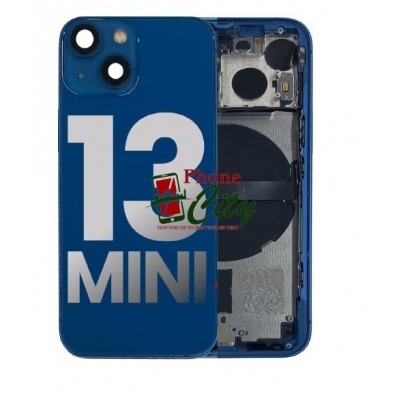 Photo of iPhone 13 Mini Pulled Mid-Frame Housing with Parts No Battery (Blue)