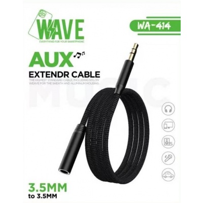 Wave WA-414 AUX Extendr Cable 3.5 mm To 3.5 mm 1M (Black) Photo of Wave WA-414 AUX Extendr Cable 3.5 mm To 3.5 mm 1M (Black)