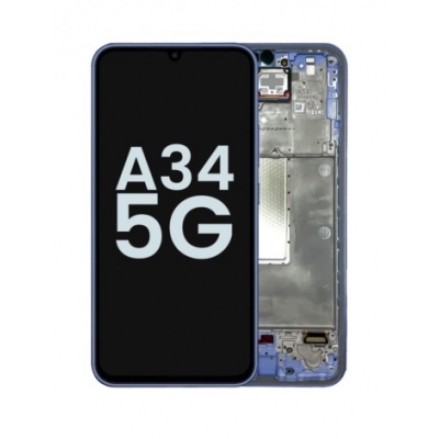 Foto van Samsung Galaxy A34 Pulled LCD Scherm Met Frame (Purple)