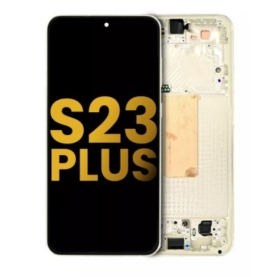 Foto van Samsung Galaxy S23 Plus 5G (SM-S916B) Pulled LCD Scherm Met Frame (Cream)