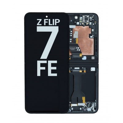 Foto van Samsung Galaxy Z Flip7 FE (SM-F761B) Service Pack LCD Scherm Met Frame (Black)