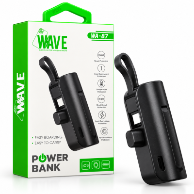 Foto von Wave WA-87 Power Bank 3000 mAh With Type-C Cable (Black)