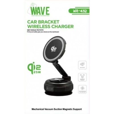 Wave WA-432 qi2 Car Braket + Wireless Car Charger 25W 360° Rotate Foto van Wave WA-432 qi2 Car Braket + Wireless Car Charger 25W 360° Rotate