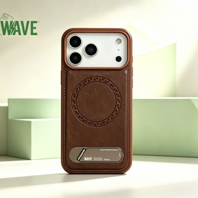 Foto van Wave Magnetische Hoes met Stand iPhone 12 Pro Max - Bruin