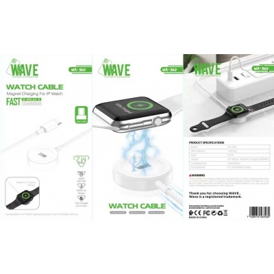 Foto van Wave WA-360 For Apple Watch Type-C Magnetic Fast Wireless Charging Cable (white)
