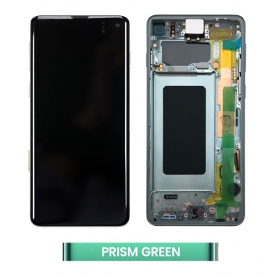 Samsung Galaxy S10 (SM-G973F) service pack LCD Display Assembly With Frame (Prism Green) - LLU