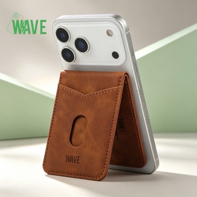 Foto van Wave Card Wallet Leather MagSafe Luxe - Bruin