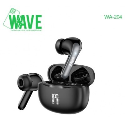 Wave WA-204 Wireless Earbuds With Digtital Display ANC+ENC Noise Reduction (Black) -YG