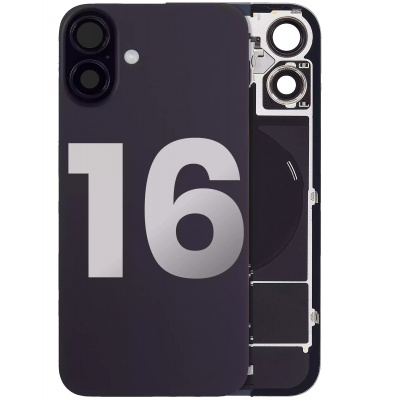 Back Glass Replacement For iPhone 16 With Steel Plate+Magnet + NFC - Black Photo of Back Glass Replacement For iPhone 16 With Steel Plate+Magnet + NFC - Black