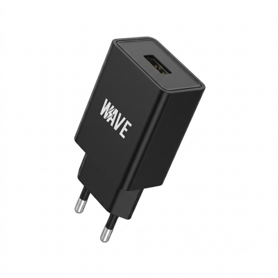 Foto van Wave WA-319B Travel Charger 12W USB-A Adapter (Zwart)