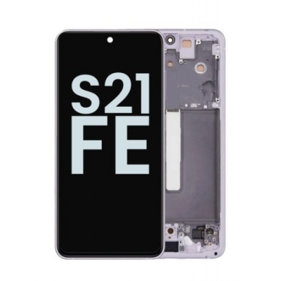Foto van Samsung Galaxy S21 FE 5G (SM-G990B) Pulled LCD Scherm Met Frame (Purple)