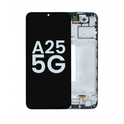 Foto van Samsung Galaxy A25 5G (A256B) Pulled LCD Scherm Met Frame (Zwart)