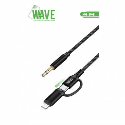 Foto van Wave WA-348 2in1 Lightning + USB-C To 3.5 mm jack Cable (Black)