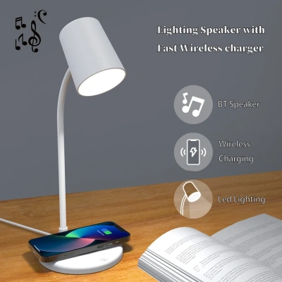 Wireless Charging Musical Table Lamp with Bluetooth Speaker - KU