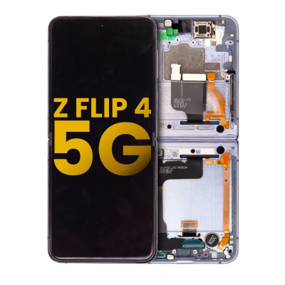 Samsung Galaxy Z Flip4 (SM-F721B) service pack LCD Display Assembly With Frame (White) - LEY