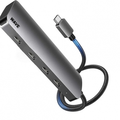 Foto von Wave WA-408 Type-C Multifunctional Adapter 4in1 USB-C Gen2 HUB 