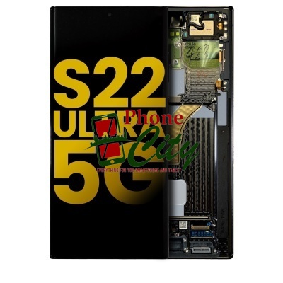 Samsung Galaxy S22 Ultra 5G (SM-S908B) Pulled LCD Display Assembly With Frame (Black) 