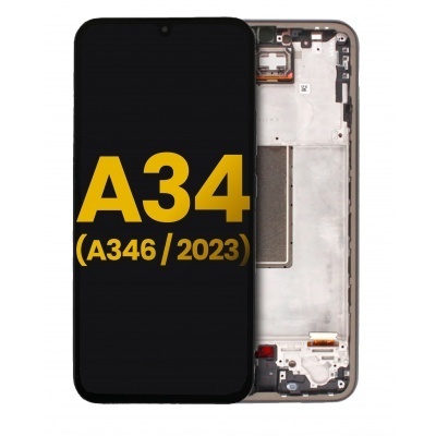 Samsung Galaxy A34 Pulled LCD Display Assembly With Frame (Silver) Photo of Samsung Galaxy A34 Pulled LCD Display Assembly With Frame (Silver)