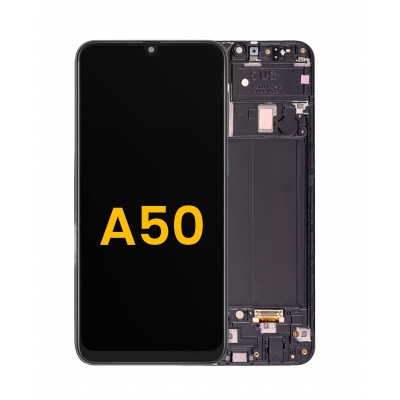 Foto van Samsung Galaxy A50 (A505F) Pulled LCD Scherm Met Frame (Zwart)