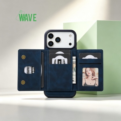 Foto van Wave Magsafe Hoes met portemonnee iPhone 17 Air - Blauw