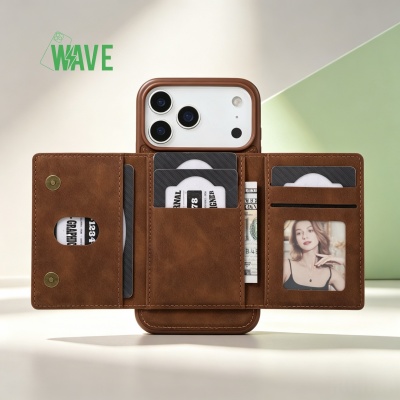 Foto van Wave Magsafe Hoes met portemonnee iPhone 17 Pro Max - Bruin
