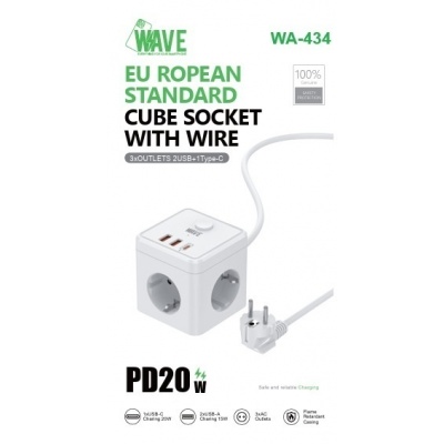 Foto van Wave WA-434 Multifunctional Cube Power Socket With European Standard And 20W PD
