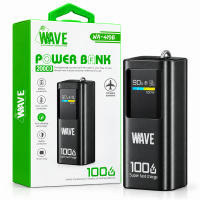 Foto van Wave WA-419B Powerbank 100W – 20.000 mAh (zwart)
