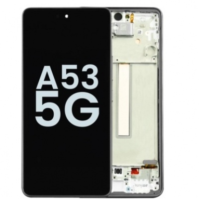 Foto van Samsung Galaxy A53 (A536B) Pulled LCD Scherm Met Frame (Zwart) 