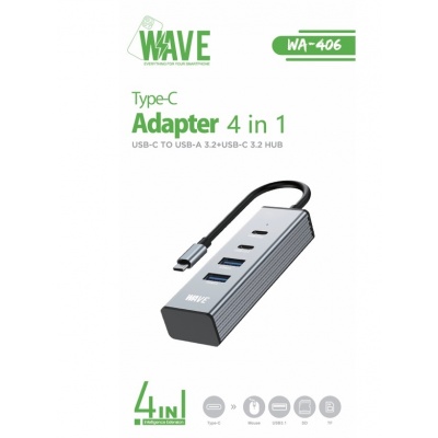Foto van Wave WA-406 Type-C Adapter 4 in 1 (2USB 3.2 2UBC-C 3.2)