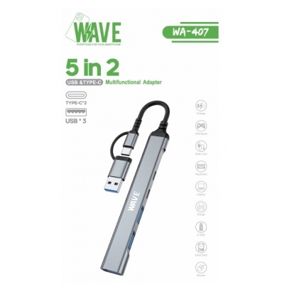 Foto van Wave WA-407 USB & Type-C 5 in 2 Multifunctional Adapter 