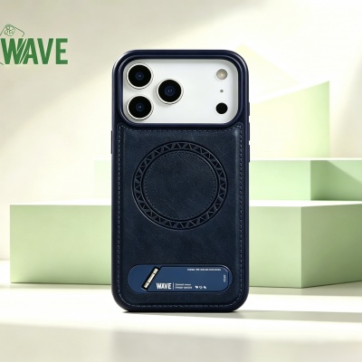 Foto van Wave Magnetische Hoes met Stand iPhone 13 Pro Max - Blauw