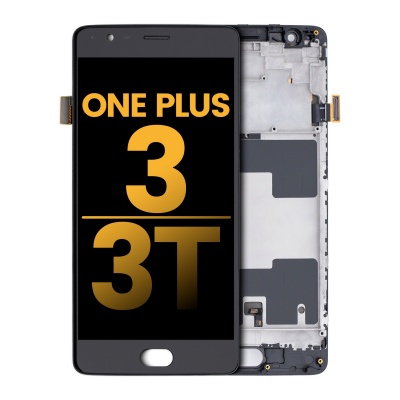 OnePlus 3 / 3T OLED LCD Display Assembly With Frame (Black) - LMS