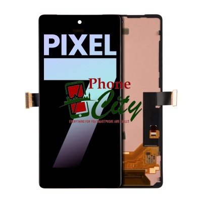 Google Pixel 7 Refurbished LCD Display Assembly with Frame +Fingerprint Sensor Flex (Black) - KYS