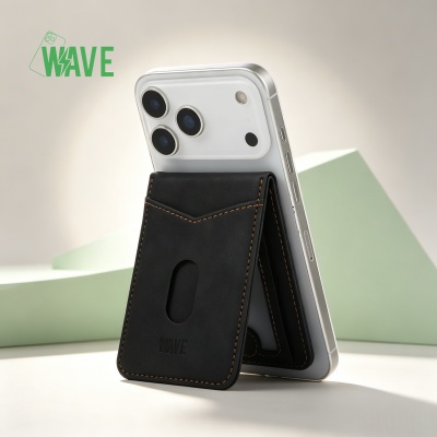 Foto van Wave Card Wallet Leather MagSafe Luxe - zwart