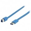 Afbeelding van Platte USB 3.0 A mannelijk naar USB 3.0 B mannelijk kabel 2,00 m blauw