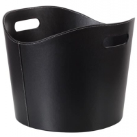 Foto van HOUTMAND - ZWART LEDERASPECT - 31 x ø 39 cm