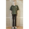 Afbeelding van Italy Moda - Dames Sweater - Army Groen - Korte Mouwen