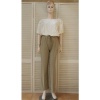 Afbeelding van Annuo Fashion - Dames Wide Leg Stretch Pants / Broek - Khaki - Naad Voor