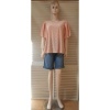 Afbeelding van New Feeling Paris - Dames Shirt - Zachtroze - Pofmouwtjes - Geborduurd Gaatjes Motief