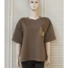 Afbeelding van Italy Moda - Dames Sweater - Taupe - Korte Mouwen