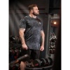 Afbeelding van D555 - Hewitt - Heren Plussize Shirt - Zwart - Grijs - Alover Print - Glimmend