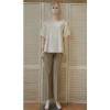 Afbeelding van New Feeling Paris - Dames Shirt - Off-white - Pofmouwtjes - Geborduurd Gaatjes Motief