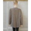 Afbeelding van Broektiek - Dames Stretch Shirt - Taupe - V-hals Met Glitter Rits