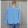 Afbeelding van OLM51 - Dames Shirt - Lichtblauw - Elastiek Aan Onderzijde - Ronde Hals