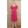 Afbeelding van Iz Naiz - Dames Jurk / Dress - V-hals - Fuchsia - Fel Roze - Kapmouwtjes